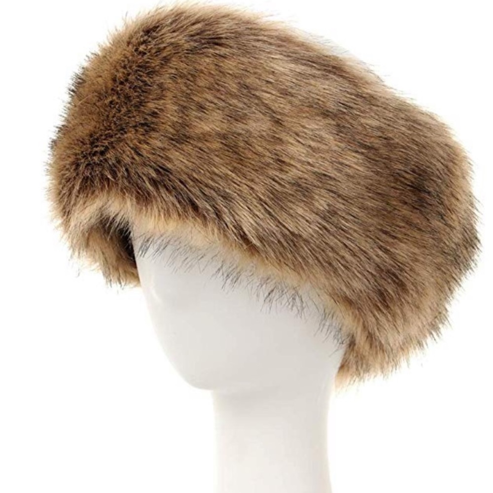 Fair fur brown ear warmer headband